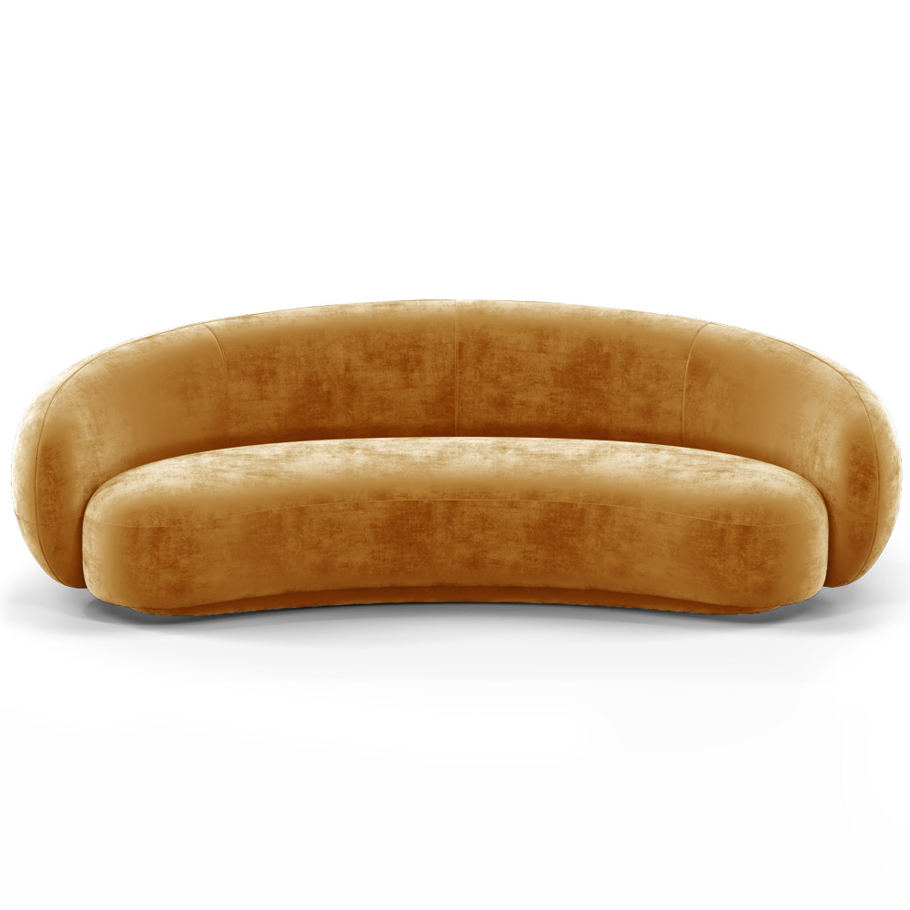  Buy Velvet Curved Sofa - 3/4 Seats - Souta Mustard 60691 - in the UK