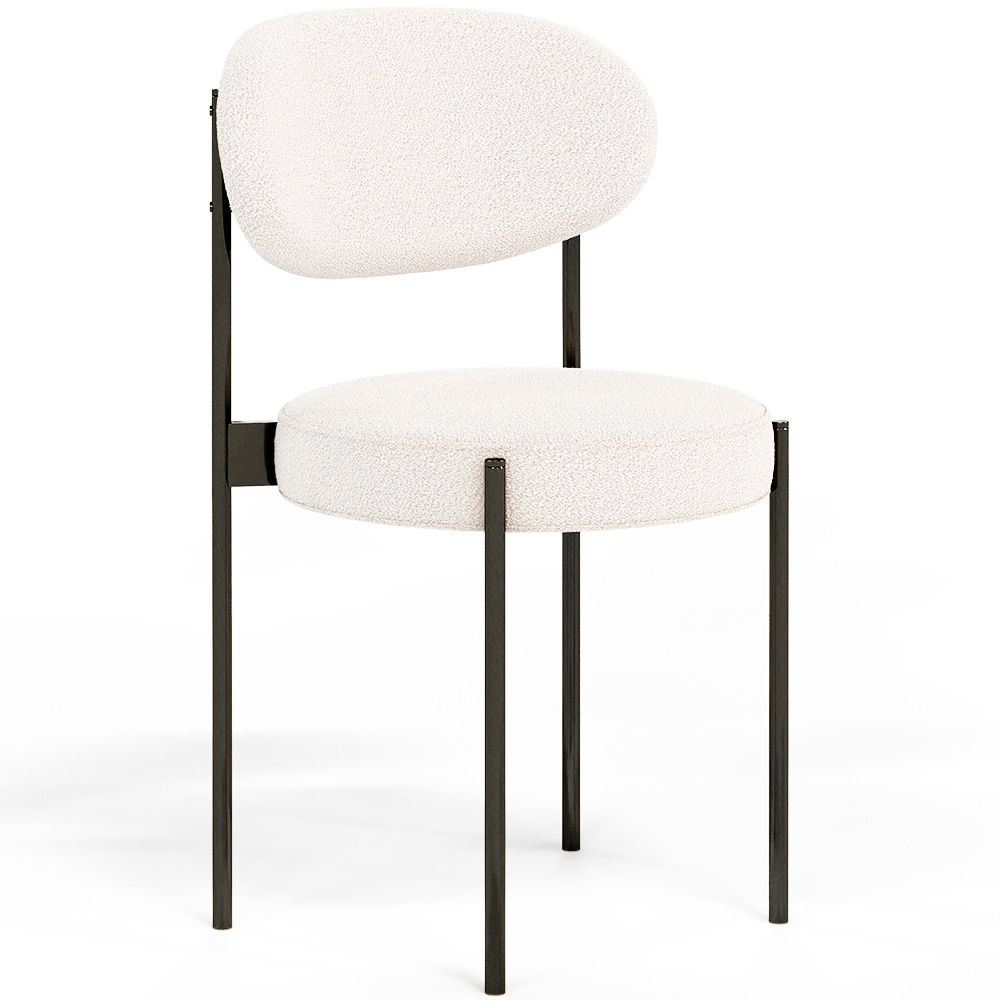 Dining Chair - Upholstered in Bouclé Fabric - Black Metal - Margot image 8
