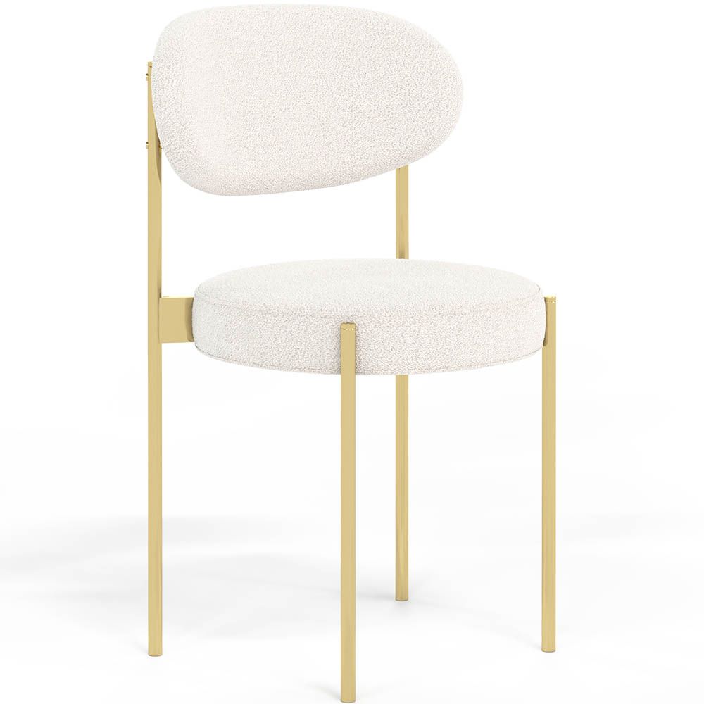 Dining Chair - Upholstered in Bouclé Fabric - Golden Metal - Margot image 8