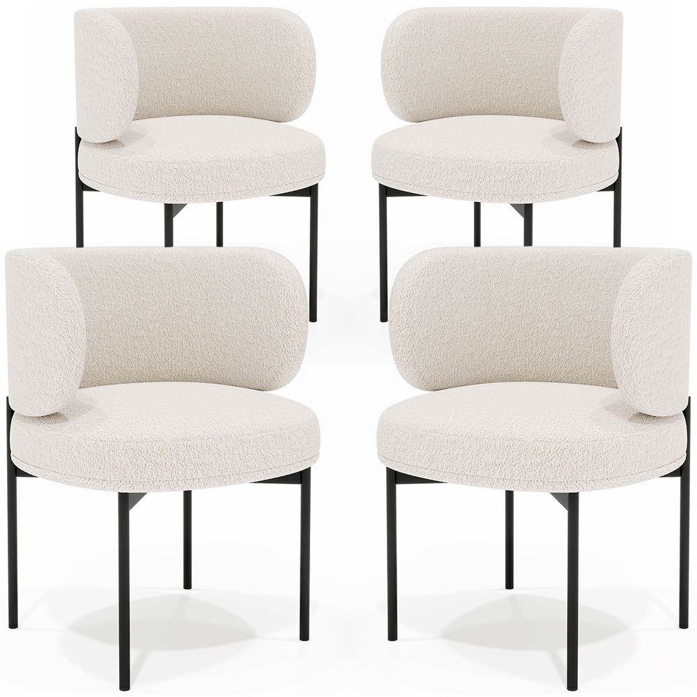 Pack of 4 - Dining Chair - Upholstered in Bouclé Fabric - Loraine image 8