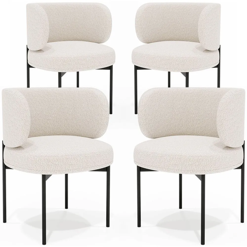 Pack of 4 - Dining Chair - Upholstered in Bouclé Fabric - Loraine image 8