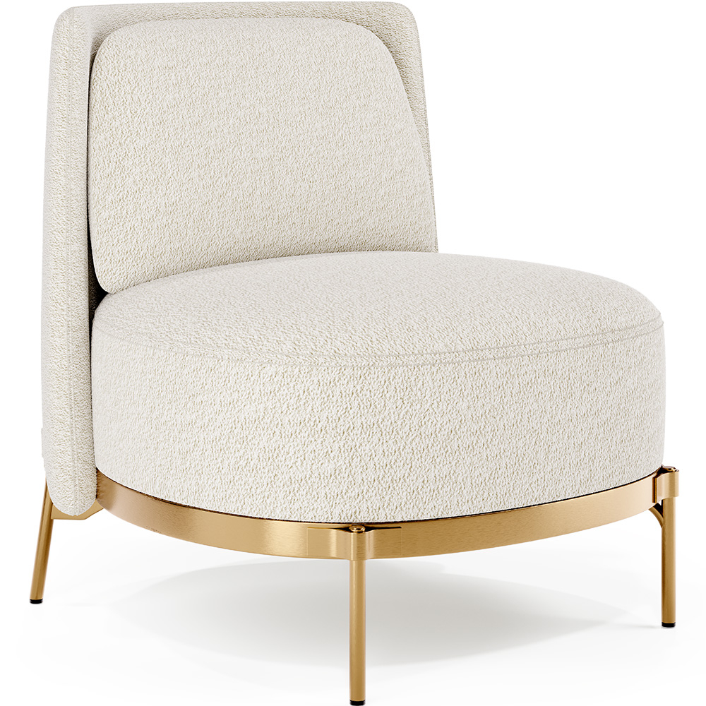  Buy Designer Armchair - Upholstered in Bouclé Fabric - Kanla White 61015 - in the UK