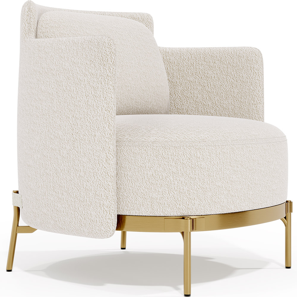  Buy Designer Armchair - Upholstered in Bouclé Fabric - Terrec White 61017 - in the UK