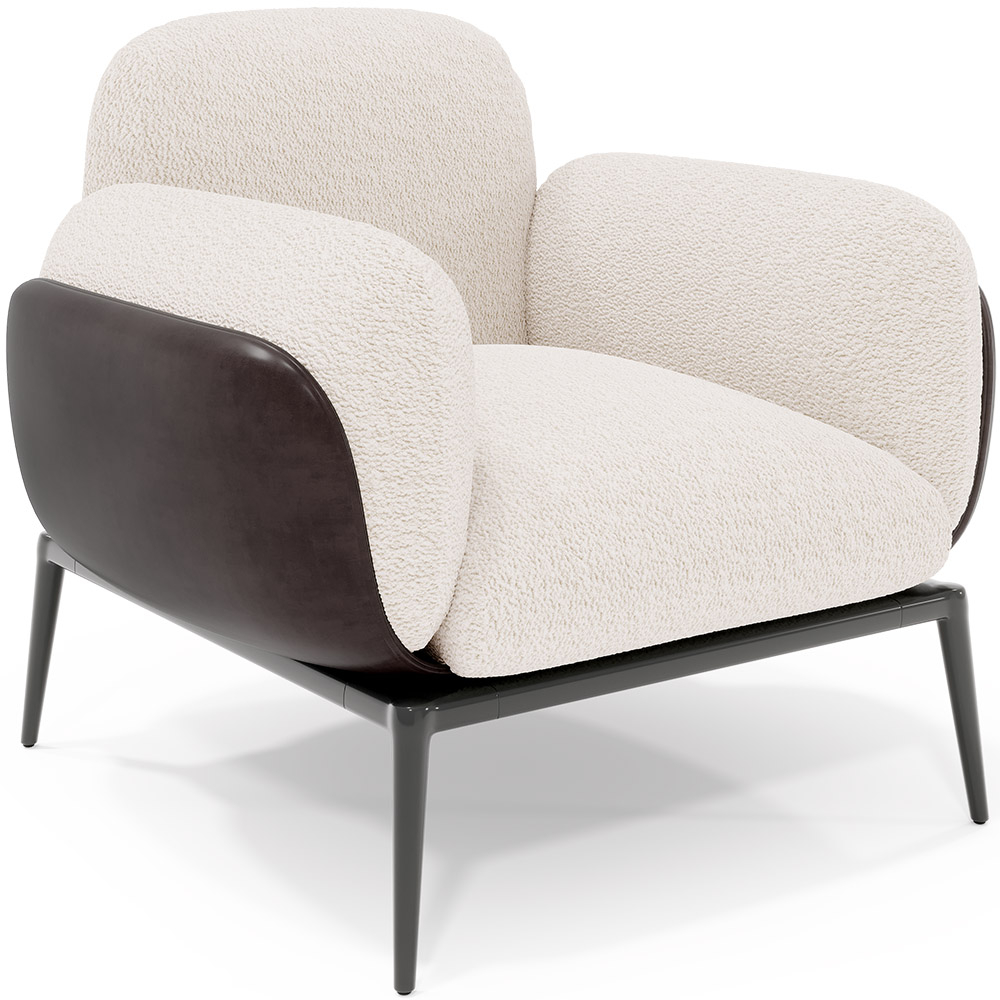  Buy Bouclé Fabric Upholstered Armchair - Vandan White 61021 - in the UK