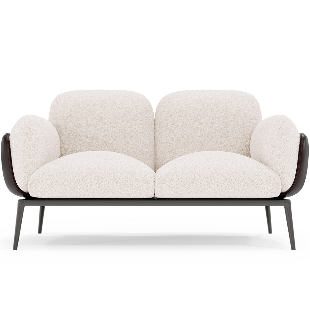  Buy 2-Seater Sofa - Upholstered in Bouclé Fabric - Vandan White 61022 - in the UK