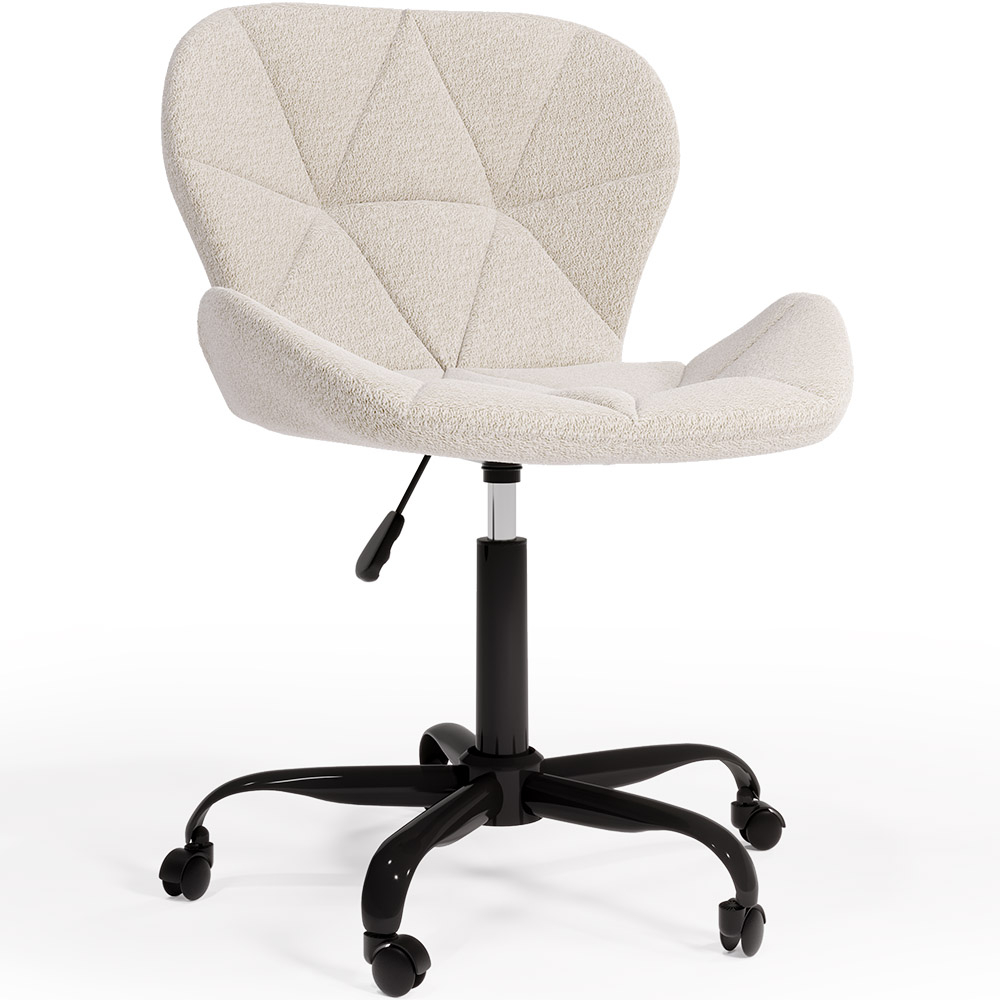  Buy Office Chair with Wheels - Swivel Desk Chair - Upholstered in Bouclé Fabric - Black Wito Frame White 61055 - in the UK