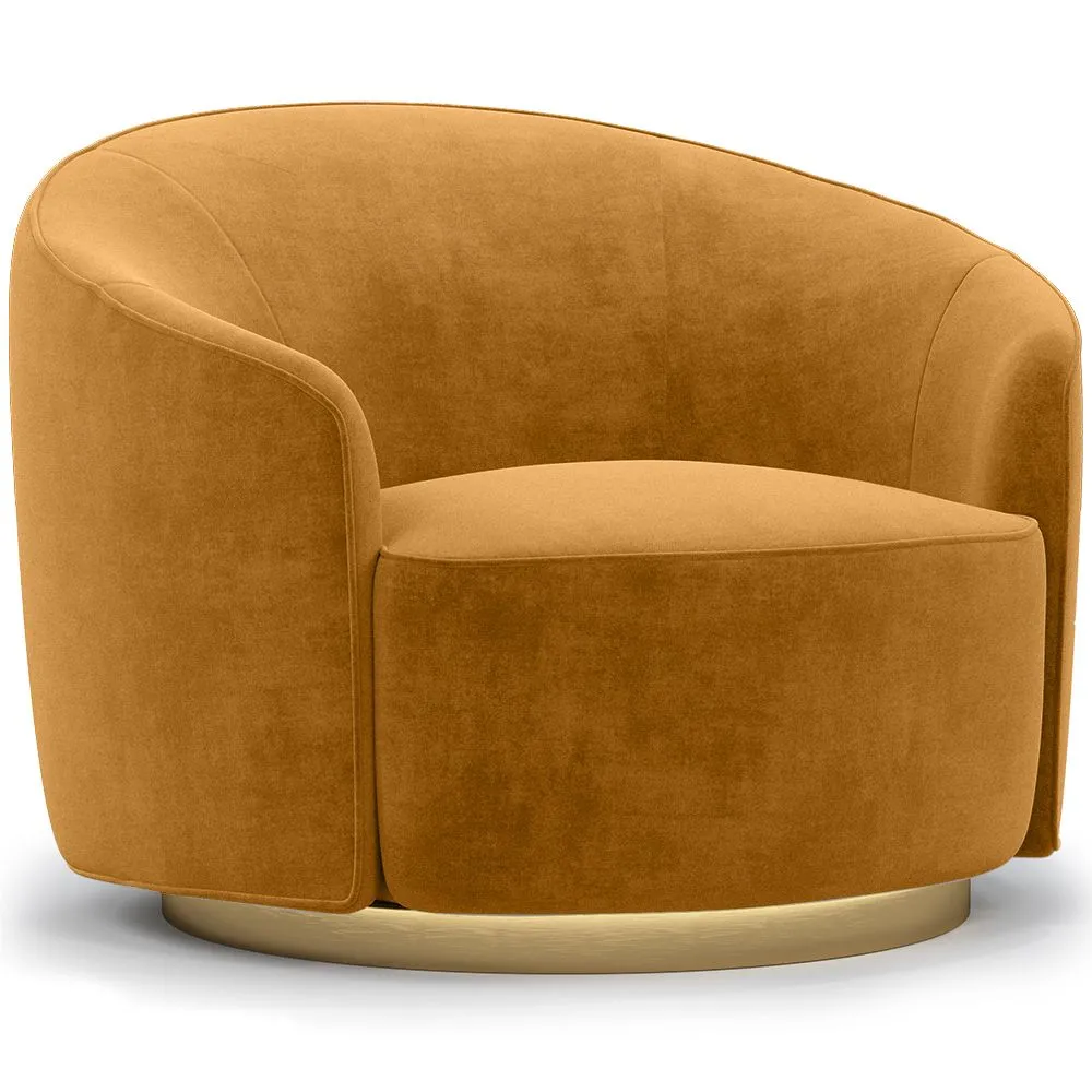 Curved Design Armchair - Upholstered in Velvet - Herina image 8