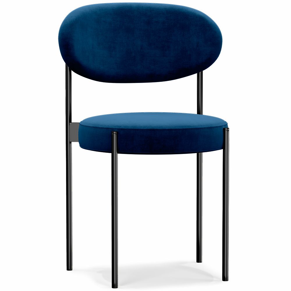  Buy Dining Chair - Upholstered in Velvet - Black Metal - Margot Dark blue 61003 - in the UK
