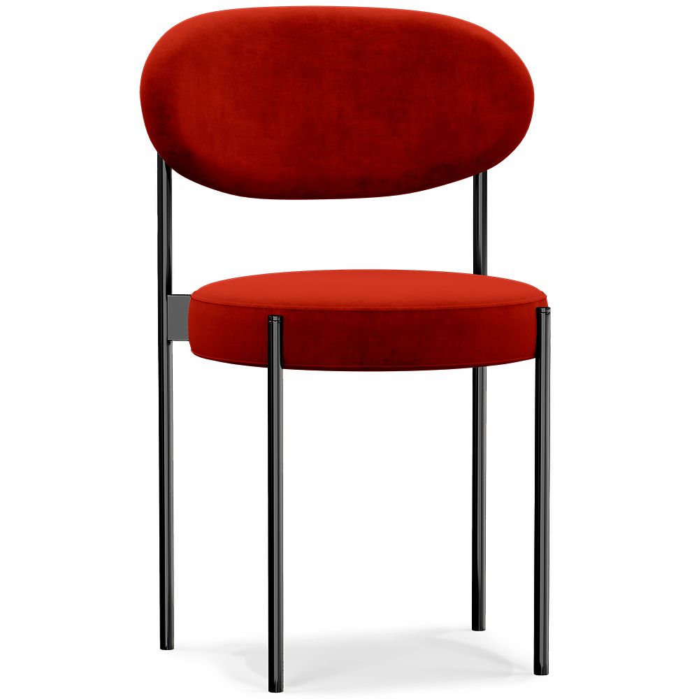  Buy Dining Chair - Upholstered in Velvet - Black Metal - Margot Red 61003 - in the UK