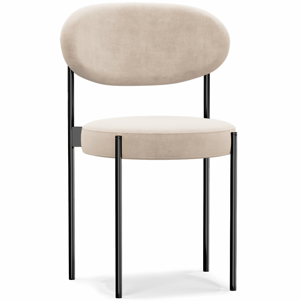  Buy Dining Chair - Upholstered in Velvet - Black Metal - Margot Beige 61003 - in the UK