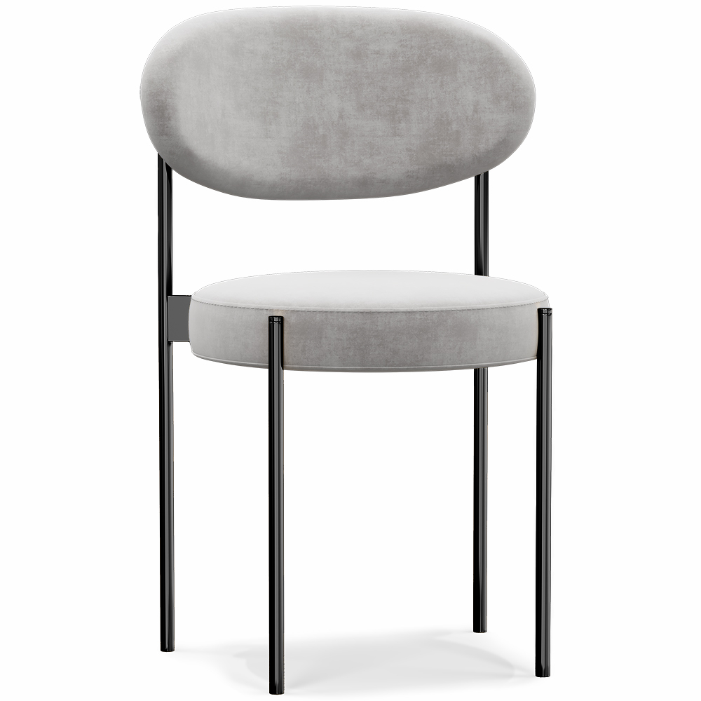  Buy Dining Chair - Upholstered in Velvet - Black Metal - Margot Light grey 61003 - in the UK