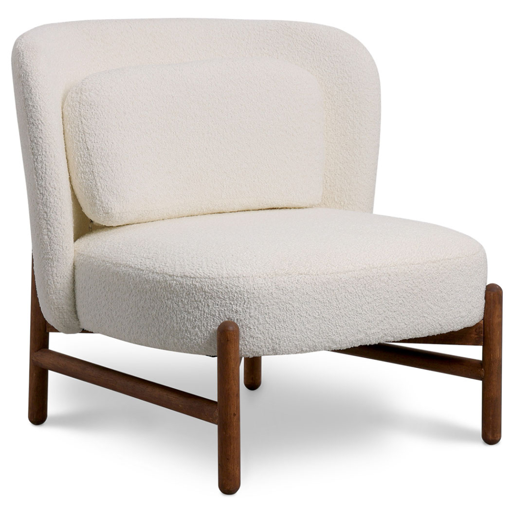  Buy Bouclé Fabric and Wood Armchair - Brina White 61135 - in the UK