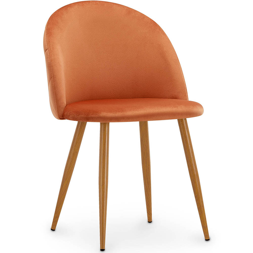  Buy Dining Chair - Upholstered in Velvet - Backrest with Pattern - Evelyne Reddish orange 61146 - in the UK