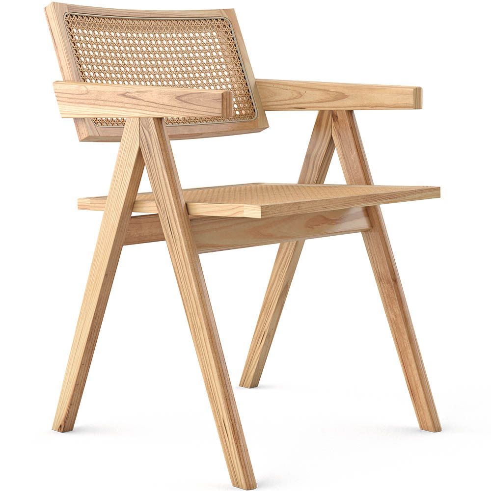  Buy Dining Chair in Cane Rattan - with Armrests - Kane Natural wood 61162 - in the UK