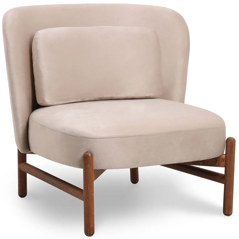 Velvet Upholstered Armchair with Wood - Brina image 8