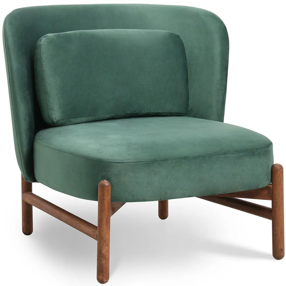 Velvet Upholstered Armchair with Wood - Brina image 8
