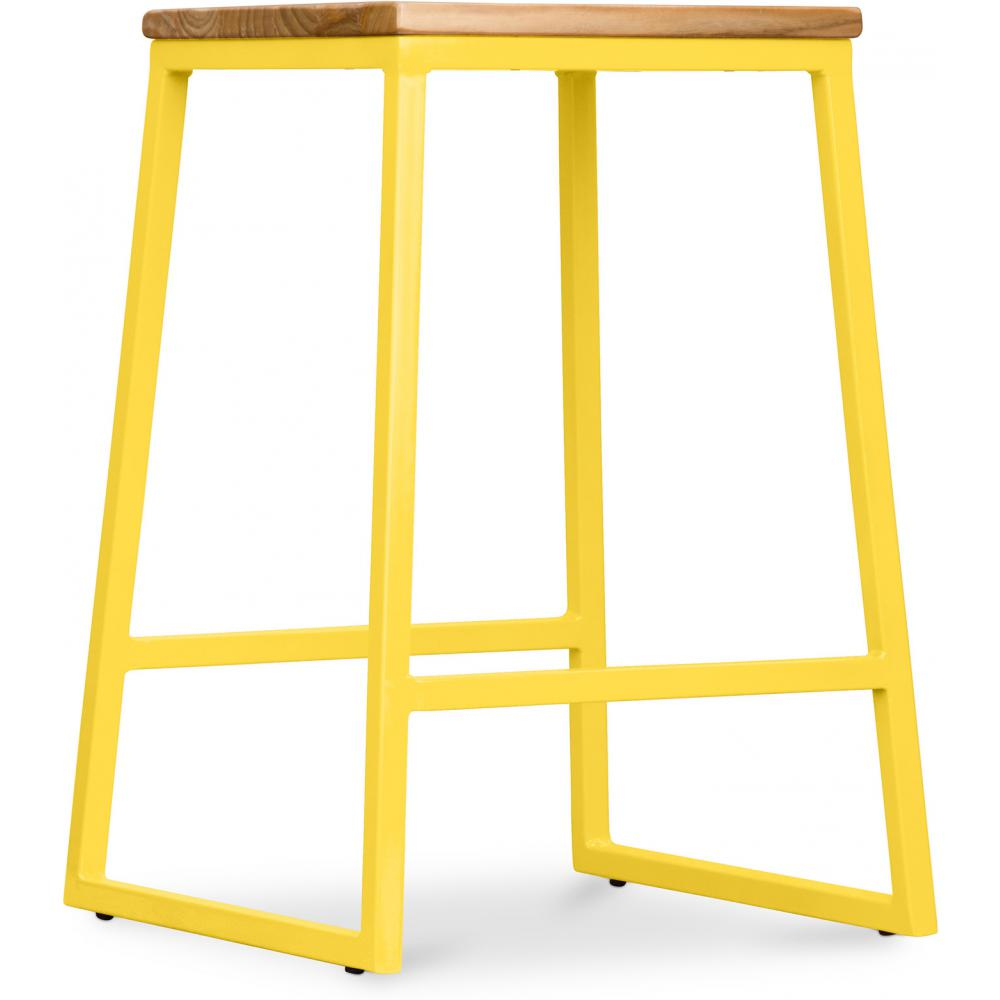  Buy Industrial Design Bar Stool - Wood & Metal - 60cm - Big Boy Yellow 58422 - in the UK