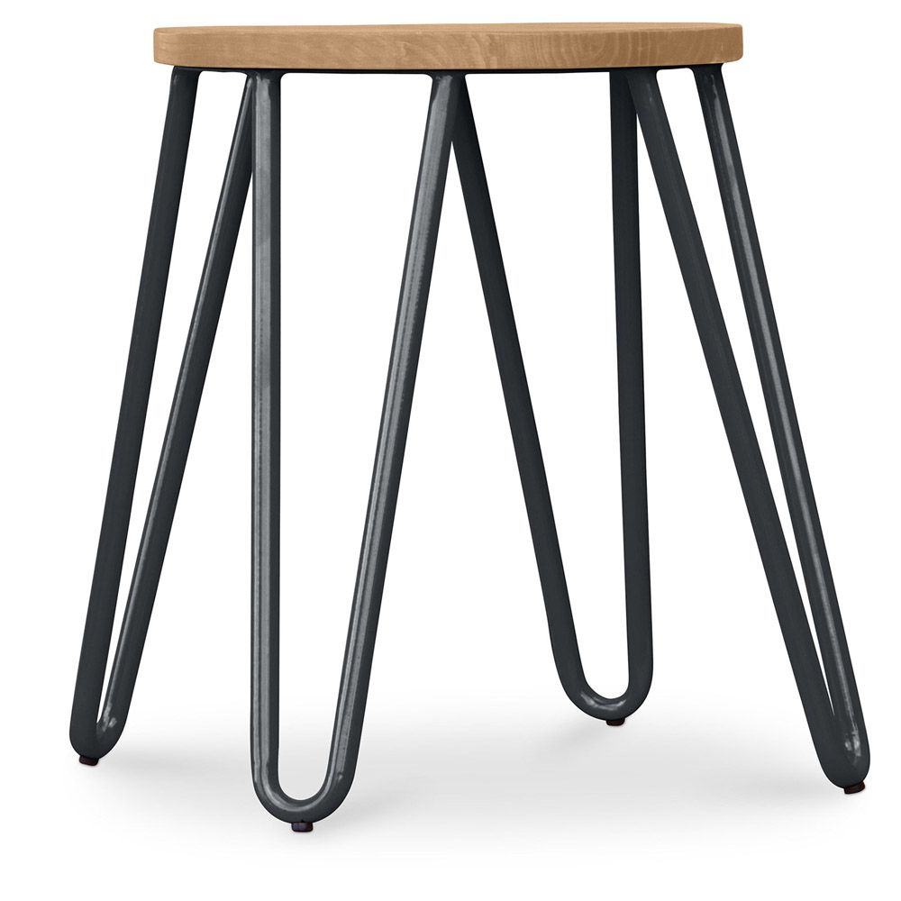 Hairpin Stool - 42cm - Light wood and metal image 8