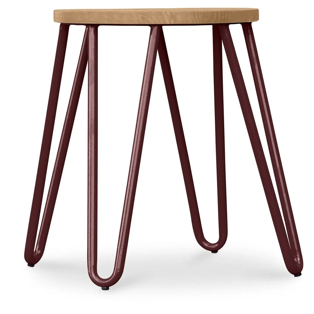 Hairpin Stool - 42cm - Light wood and metal image 8