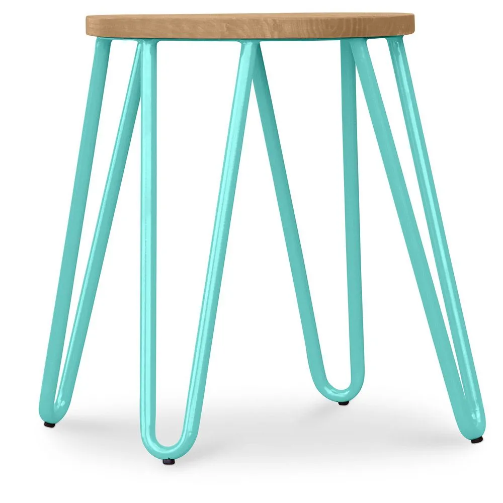Hairpin Stool - 42cm - Light wood and metal image 8
