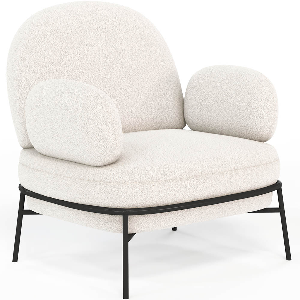  Buy Designer Armchair - Upholstered in Bouclé Fabric - Alia White 61223 - in the UK