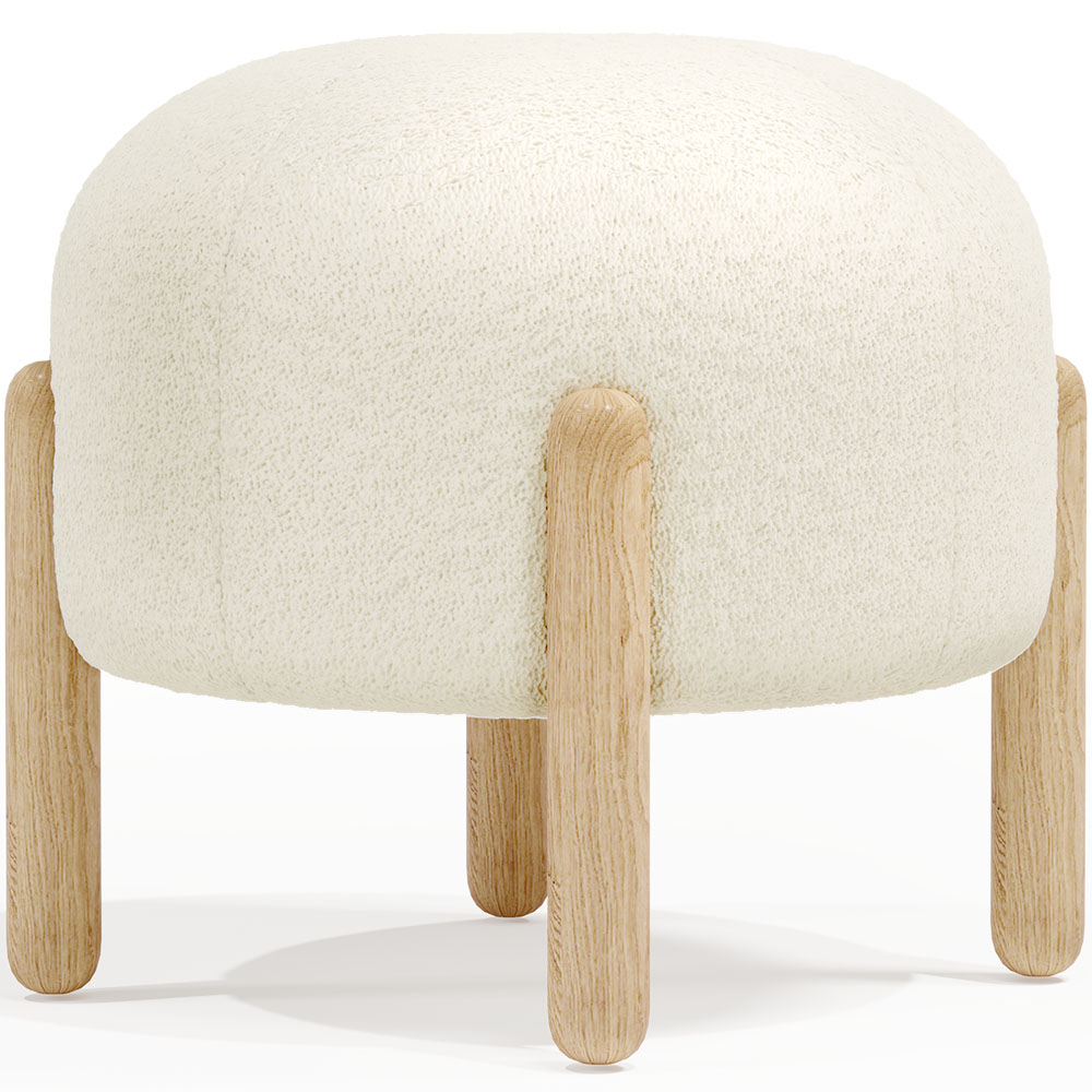  Buy Low Stool Upholstered in Bouclé - Curve White 61251 - in the UK