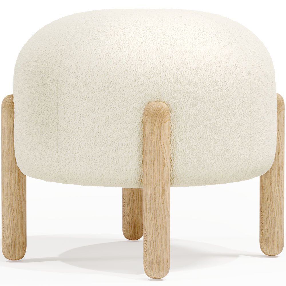 Low Stool Upholstered in Bouclé - Curve image 8