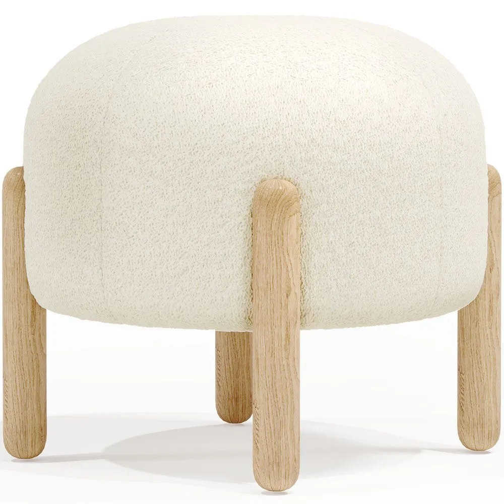 Low Stool Upholstered in Bouclé - Curve image 8