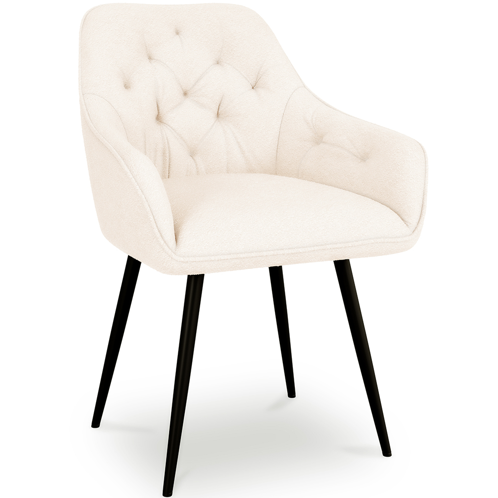  Buy Dining Chair with Armrests - Upholstered in Premium Bouclé - Alene White 61267 - in the UK