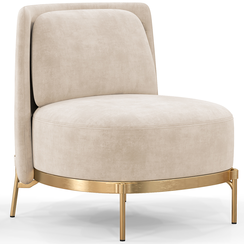  Buy Designer Armchair - Velvet Upholstered - Kanla Beige 61001 - in the UK