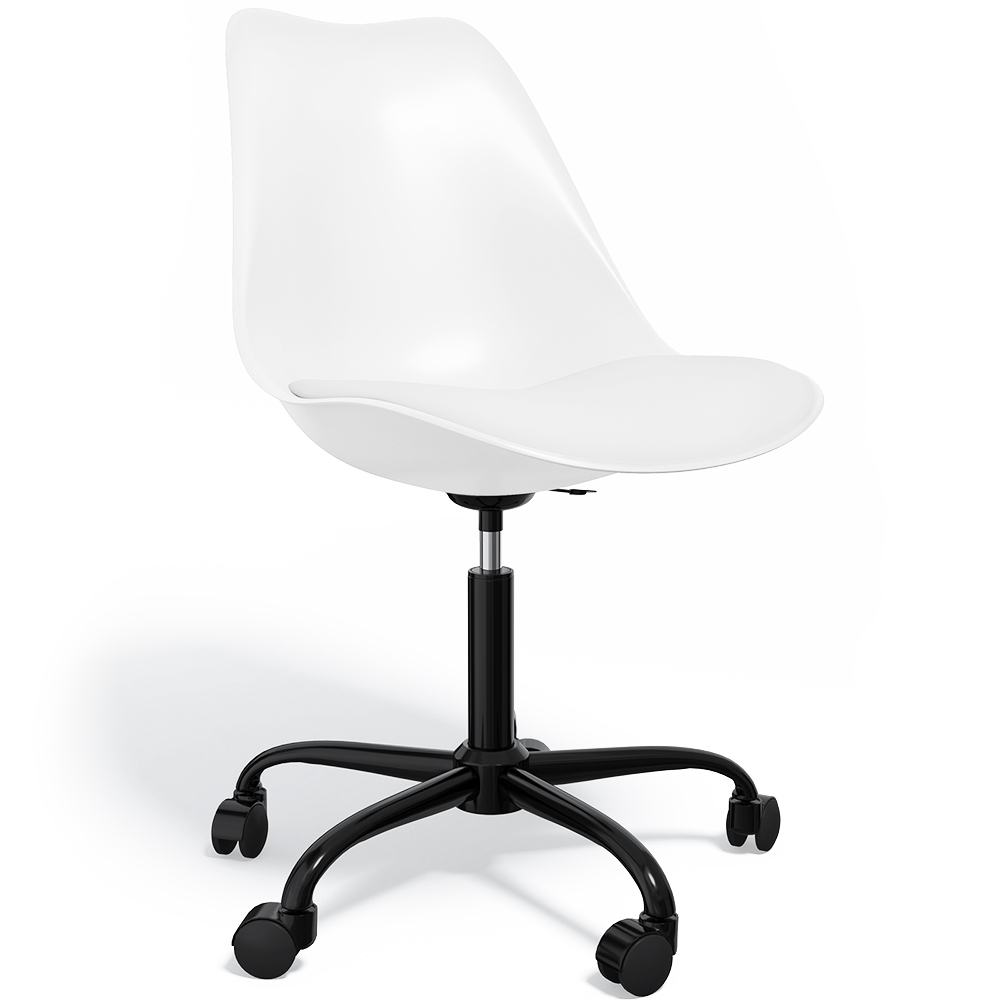  Buy Office Chair with Wheels - Swivel Desk Chair - Tulip Black Frame White 61270 - in the UK