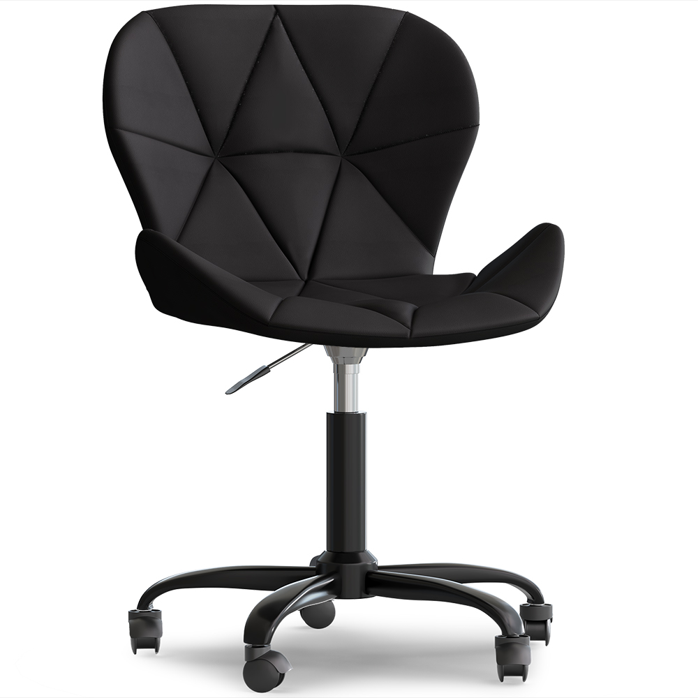  Buy Office Chair with Wheels - Swivel Desk Chair - Upholstered in Faux Leather - Black Wito Frame Black 61049 - in the UK