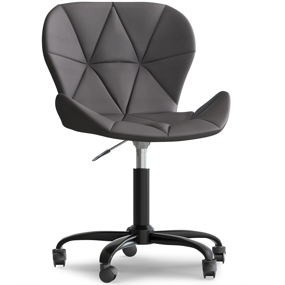  Buy Office Chair with Wheels - Swivel Desk Chair - Upholstered in Faux Leather - Black Wito Frame Grey 61049 - in the UK