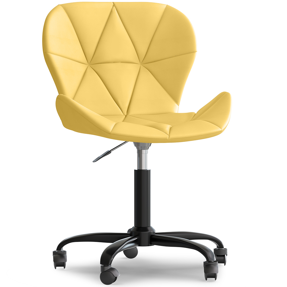  Buy Office Chair with Wheels - Swivel Desk Chair - Upholstered in Faux Leather - Black Wito Frame Yellow 61049 - in the UK