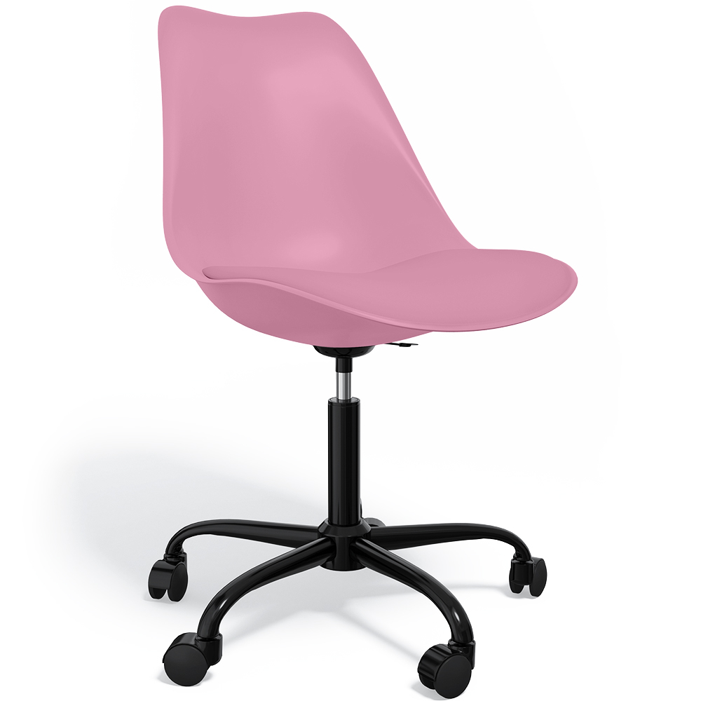  Buy Office Chair with Wheels - Swivel Desk Chair - Tulip Black Frame Pastel pink 61270 - in the UK