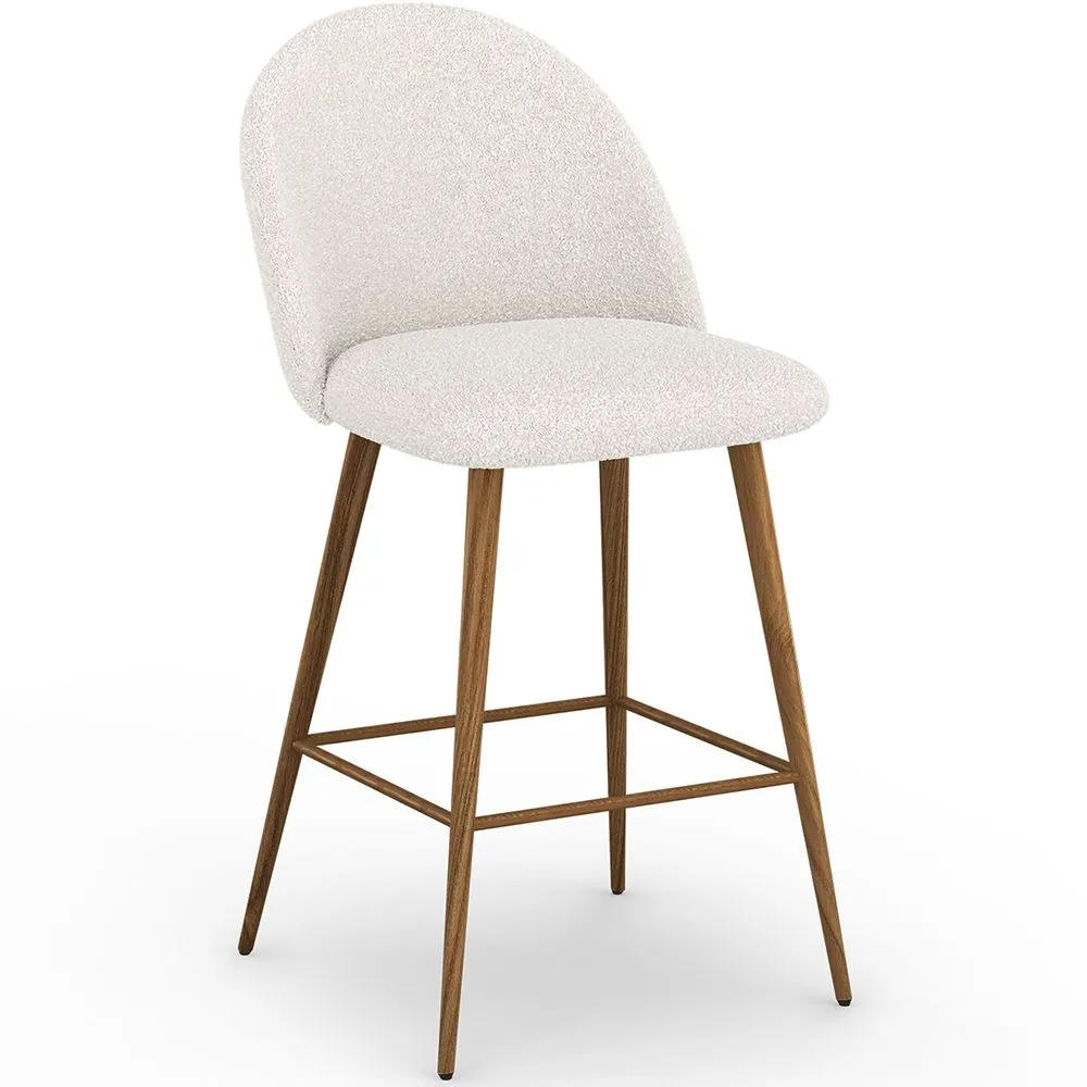 Stool Upholstered in Bouclé Fabric - Scandinavian Design - 66cm - Evelyne image 8