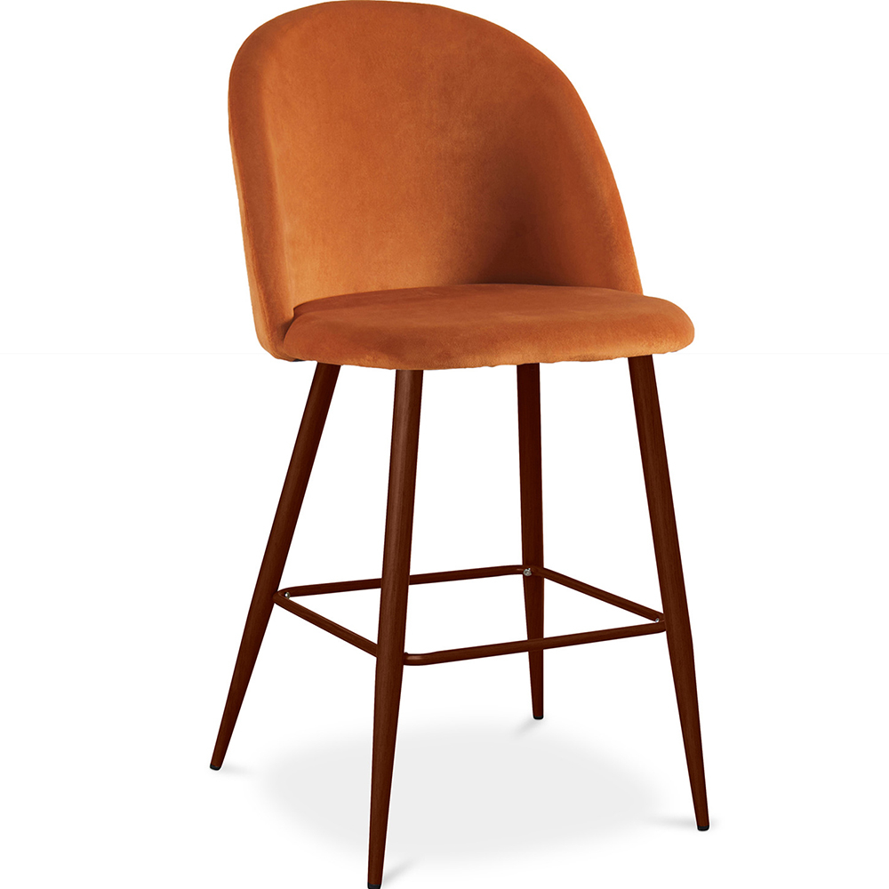  Buy Velvet Upholstered Stool - Scandinavian Design - Evelyne Reddish orange 61287 - in the UK