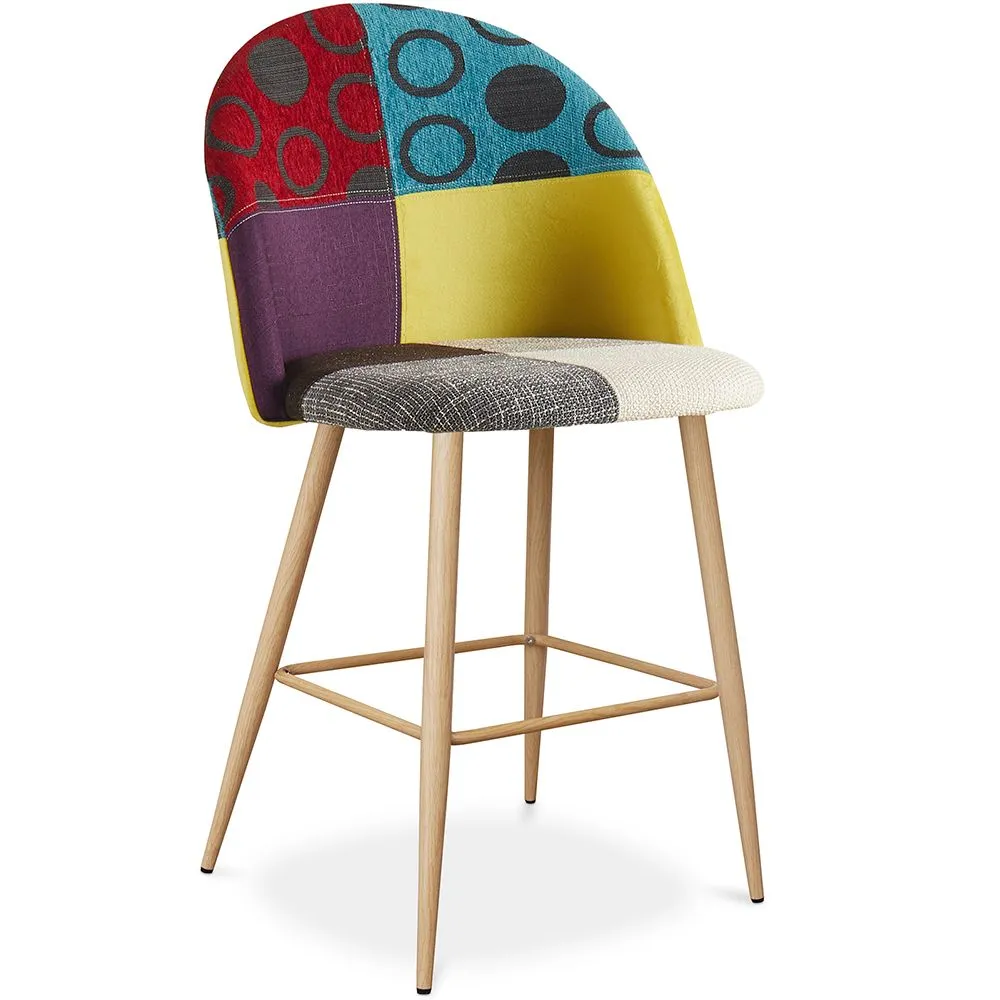 Patchwork Upholstered Stool - Scandinavian Style - 66cm - Evelyne image 8