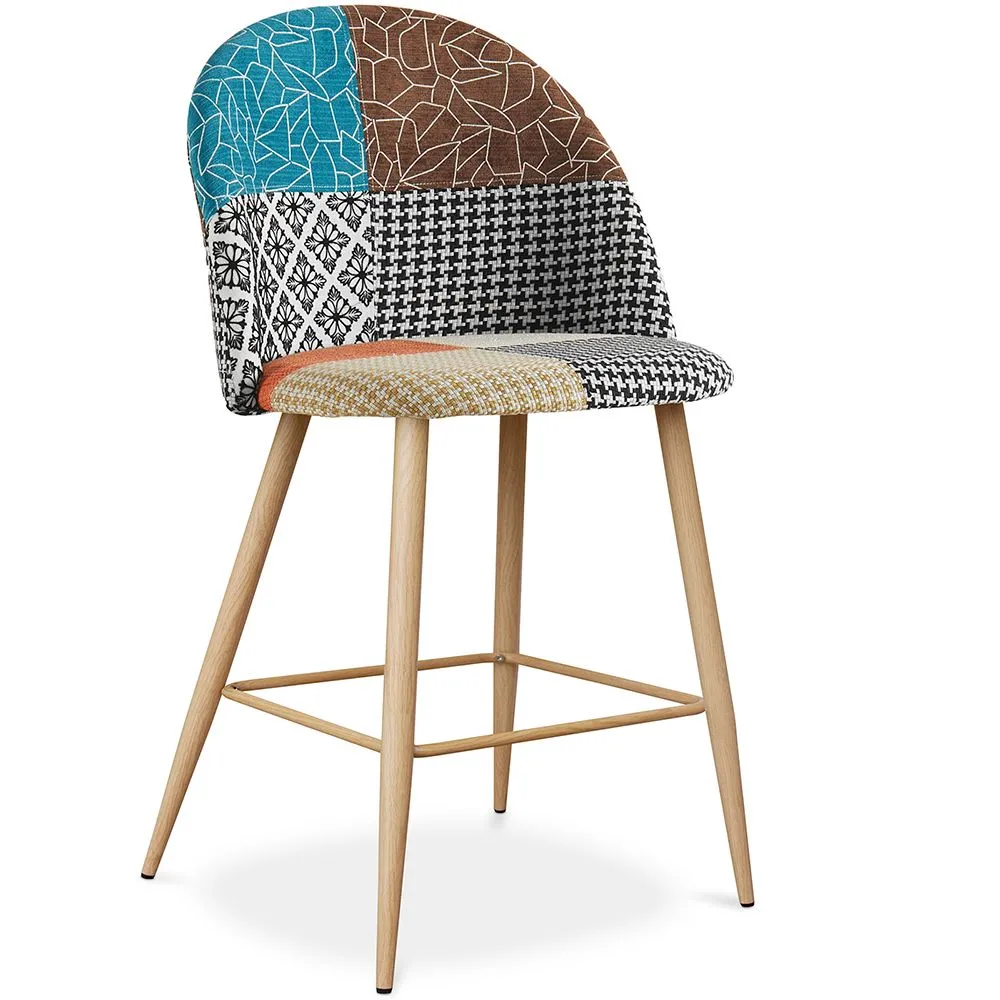 Patchwork Upholstered Stool - Scandinavian Style - 66cm -  Evelyne  image 8