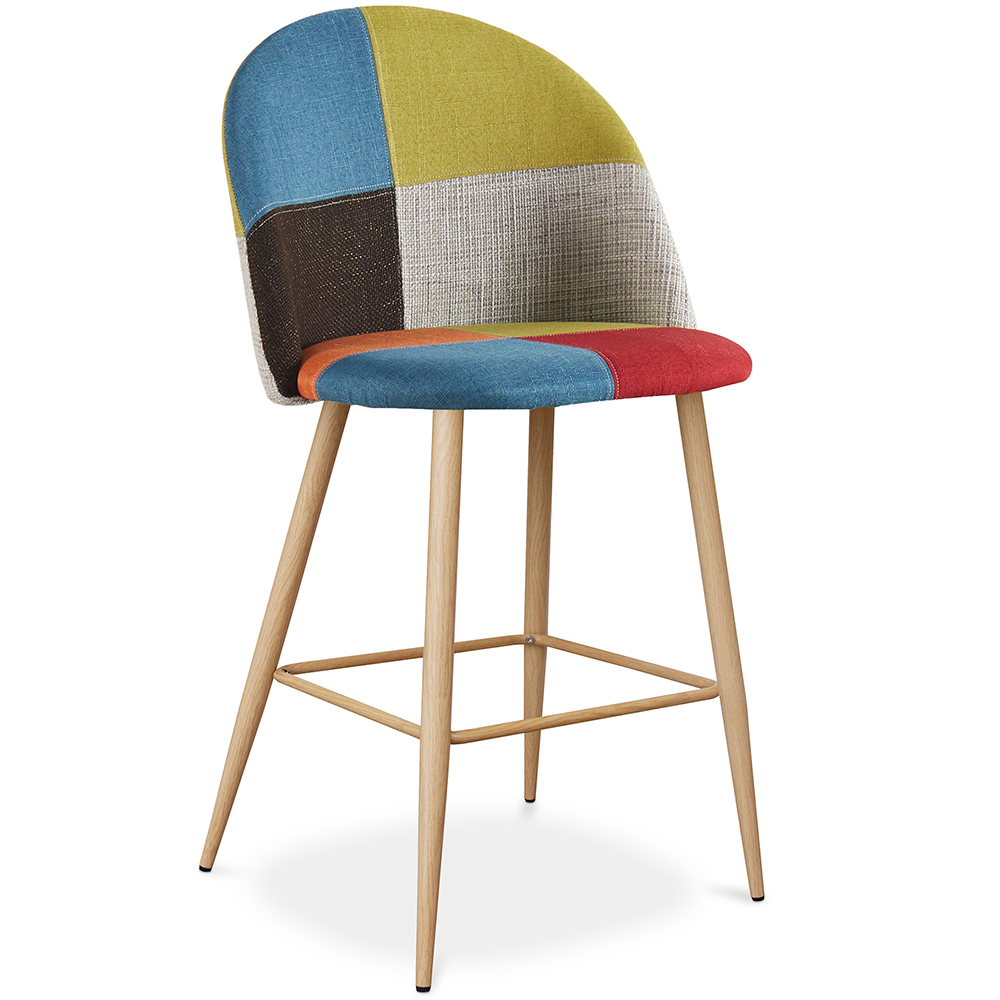  Buy Patchwork Upholstered Stool - Scandinavian Style - 63cm - Evelyne Multicolour 61293 - in the UK