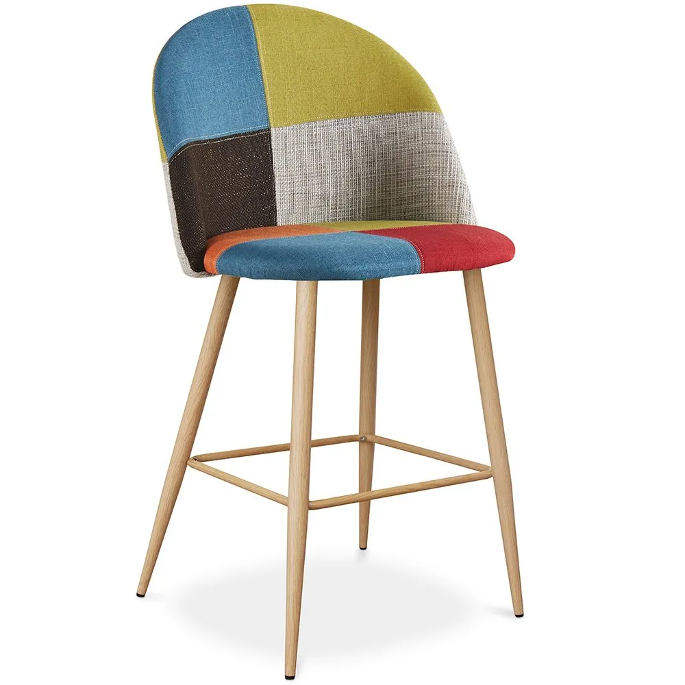 Patchwork Upholstered Stool - Scandinavian Style - 66cm - Evelyne image 8