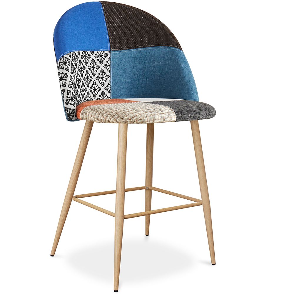  Buy Patchwork Upholstered Stool - Scandinavian Style - 63cm- Evelyne Multicolour 61294 - in the UK