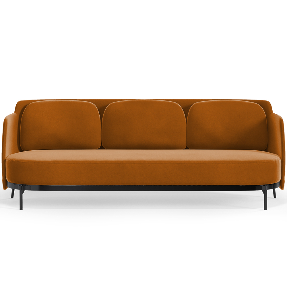  Buy Three-seat Sofa - Velvet Upholstery - Terron Mustard 61026 - in the UK