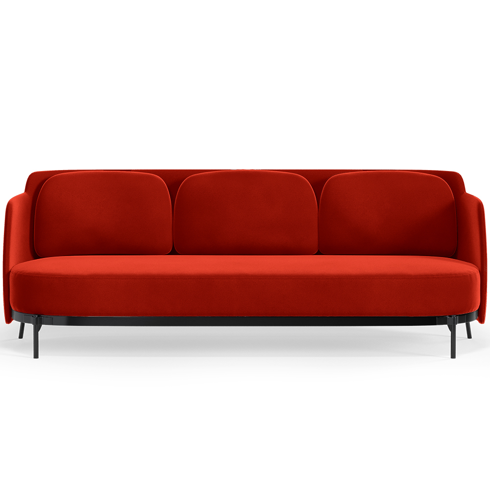  Buy Three-seat Sofa - Velvet Upholstery - Terron Red 61026 - in the UK