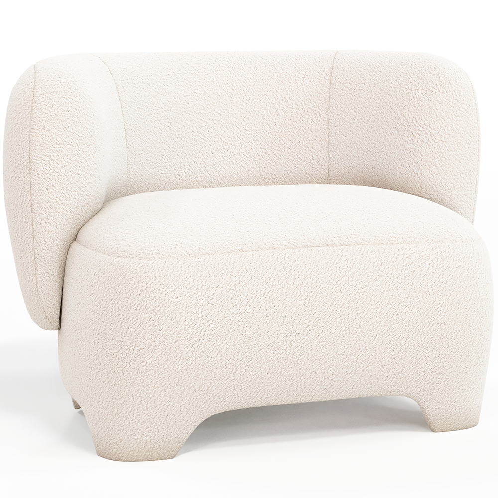  Buy  Upholstered Armchair - Bouclé Fabric Lounge Chair - Magnolia White 61296 - in the UK
