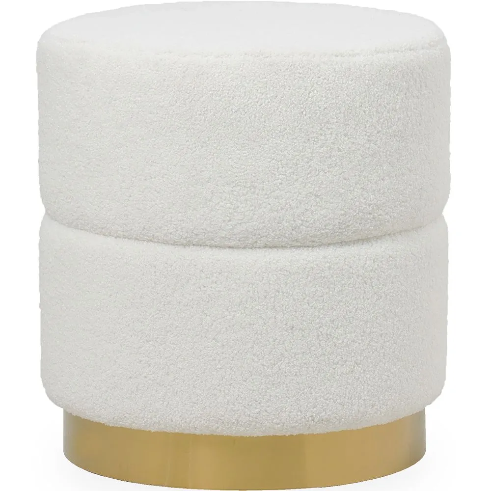 Round Pouf Upholstered in Bouclé Fabric - Gabby image 8