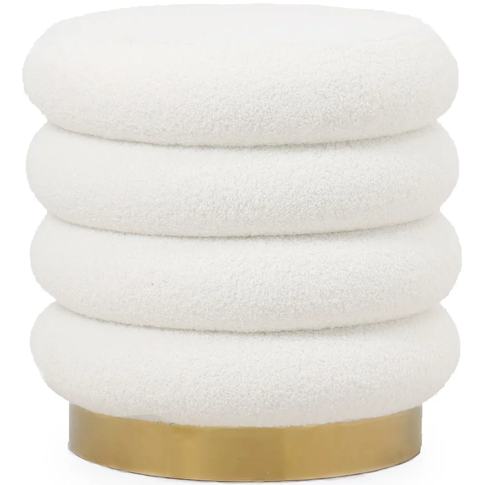 Round Pouf Upholstered in Bouclé Fabric - Gereth image 8