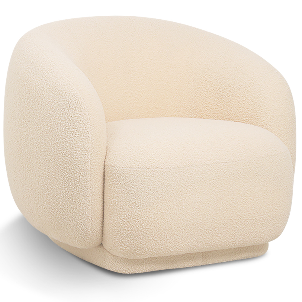  Buy Upholstered Armchair in Bouclé Fabric - Curved Design - Drisela Cream 61302 - in the UK