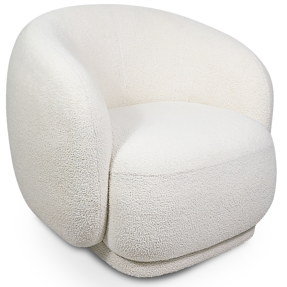  Buy Upholstered Armchair in Bouclé Fabric - Curved Design - Drisela White 61302 - in the UK