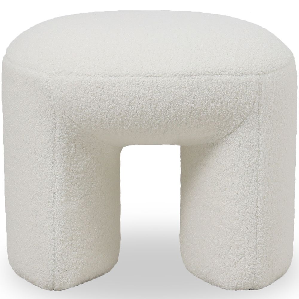  Buy Ottoman Upholstered in Bouclé Fabric - Vieire White 61303 - in the UK